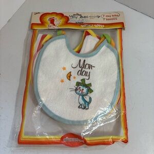 Vintage BNWOT baby day of the week terry cloth bibs